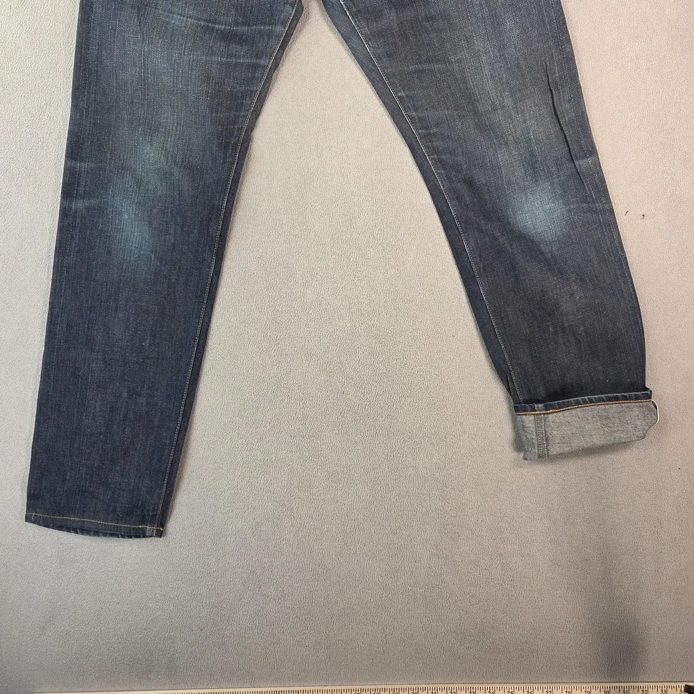 Selvedge Denim Jeans Mens‎ Blue Dark Wash Straight Leg Zip Fly Fits 30x30